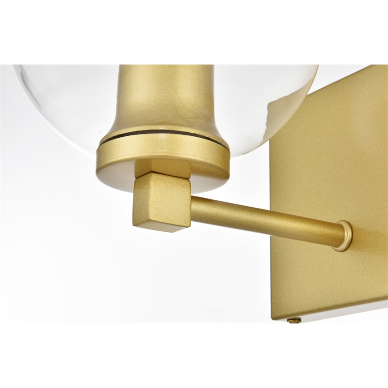 Living District Juelz 1-Light Iron & Glass Bath Sconce in Brass/Clear
