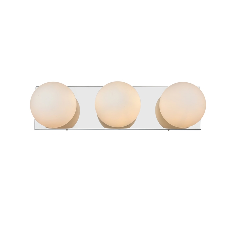 Living District Jaylin 3-Light Iron & Glass Bath Sconce in Chrome/Frosted White