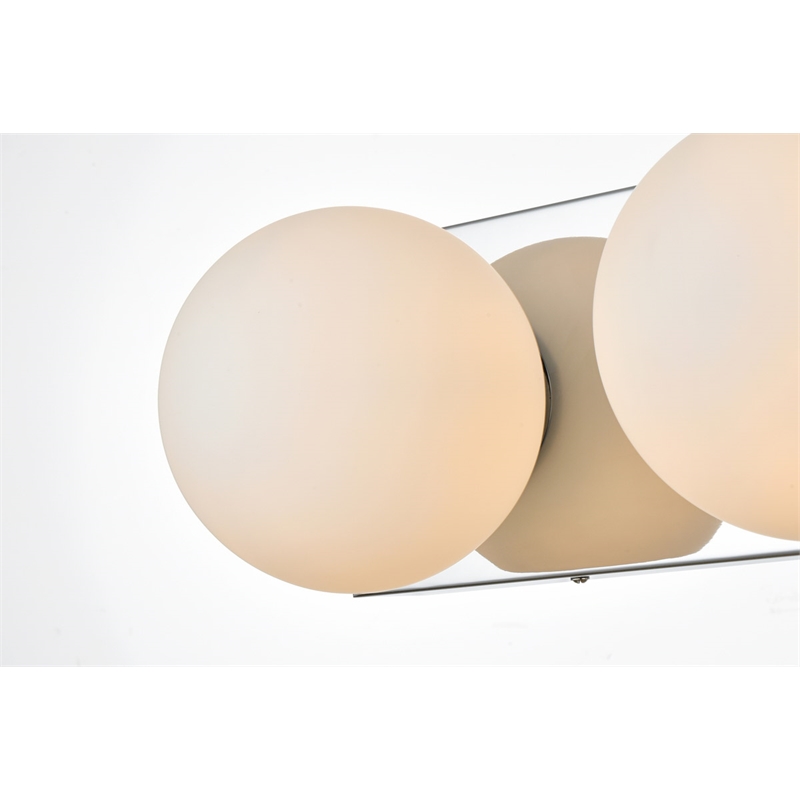 Living District Jaylin 3-Light Iron & Glass Bath Sconce in Chrome/Frosted White