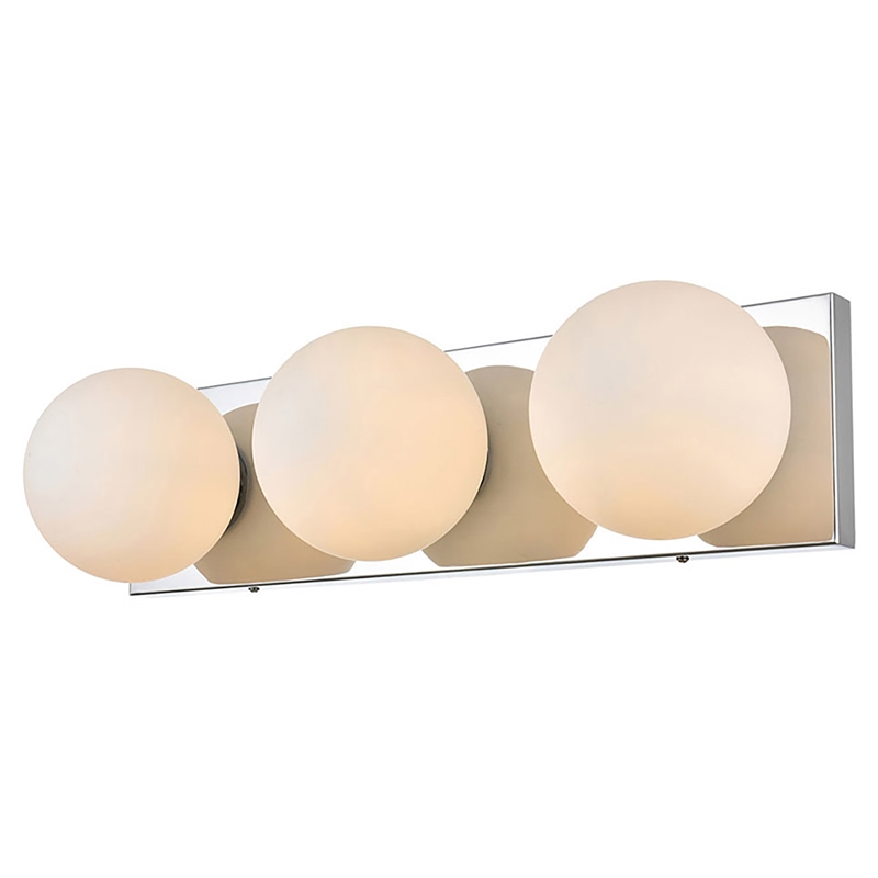 Living District Jaylin 3-Light Iron & Glass Bath Sconce in Chrome/Frosted White