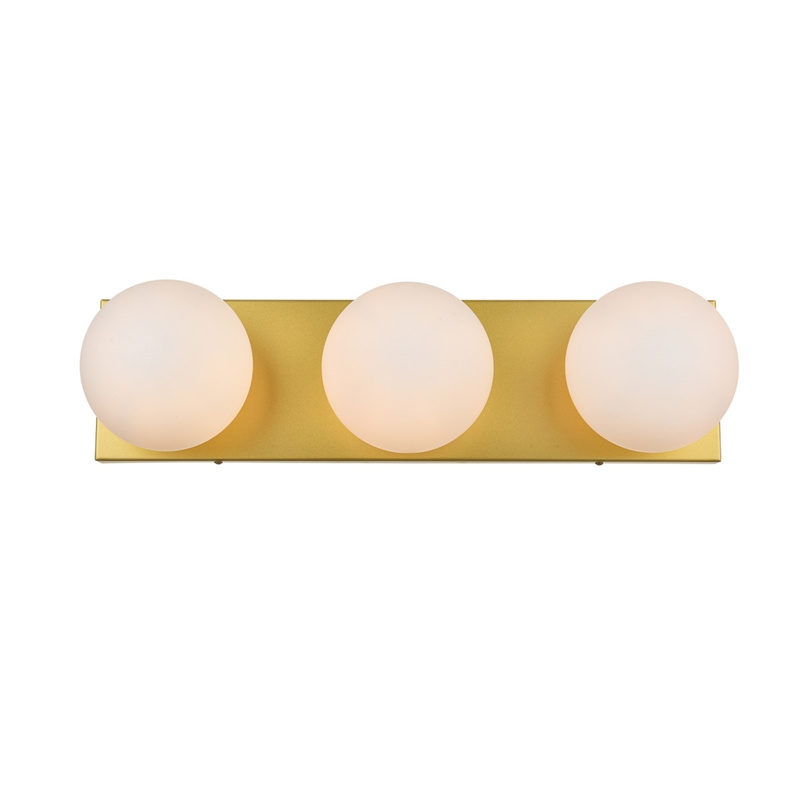 Living District Jaylin 3-Light Iron & Glass Bath Sconce in Brass/Frosted White