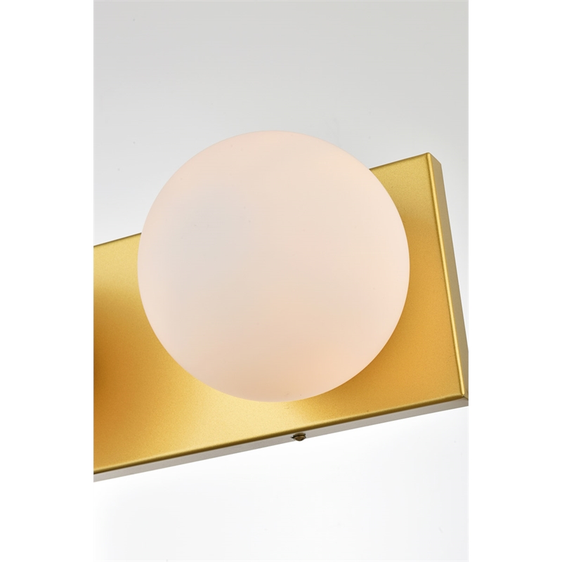 Living District Jaylin 3-Light Iron & Glass Bath Sconce in Brass/Frosted White