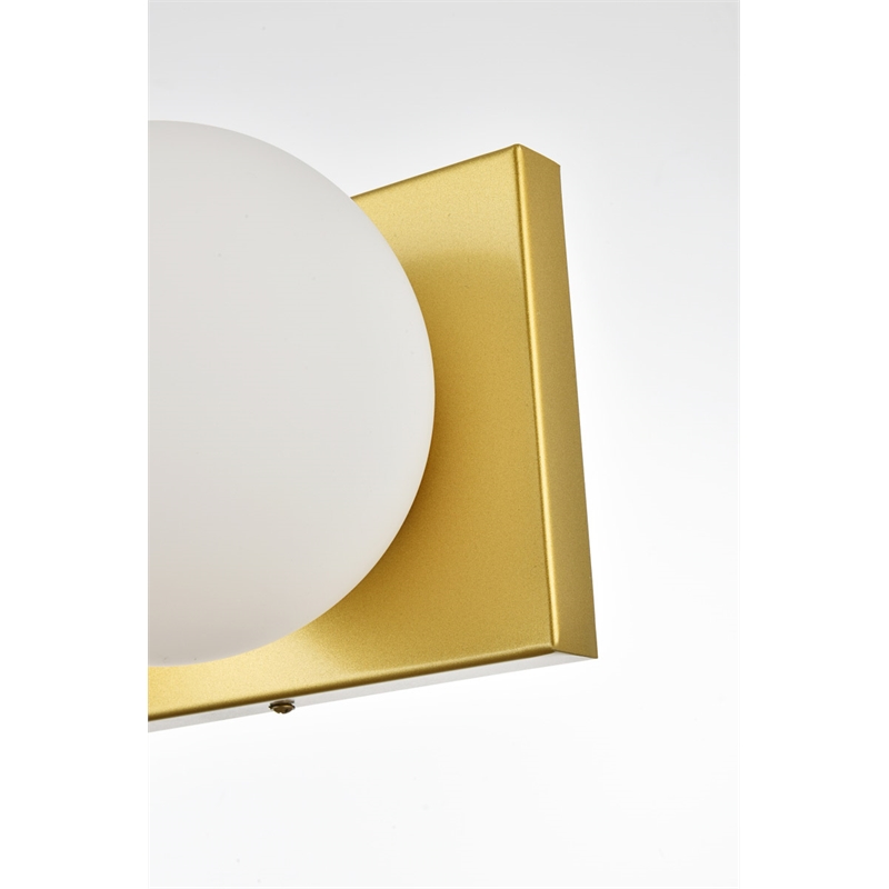 Living District Jaylin 3-Light Iron & Glass Bath Sconce in Brass/Frosted White