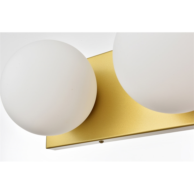 Living District Jaylin 3-Light Iron & Glass Bath Sconce in Brass/Frosted White