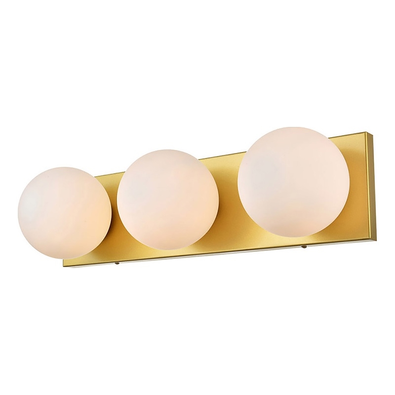 Living District Jaylin 3-Light Iron & Glass Bath Sconce in Brass/Frosted White