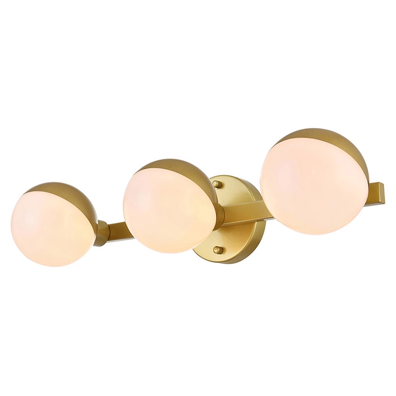 Living District Majesty 3-Light Metal Bath Sconce in Brass/Frosted White