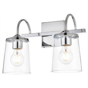 Living District Avani 2-Light Iron & Glass Bath Sconce in Chrome and Clear