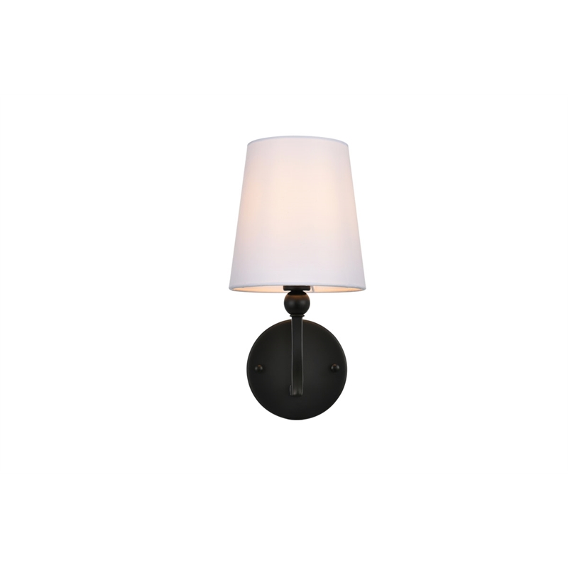 Living District Colson 1-Light Metal & Fabric Bath Sconce in Black/White