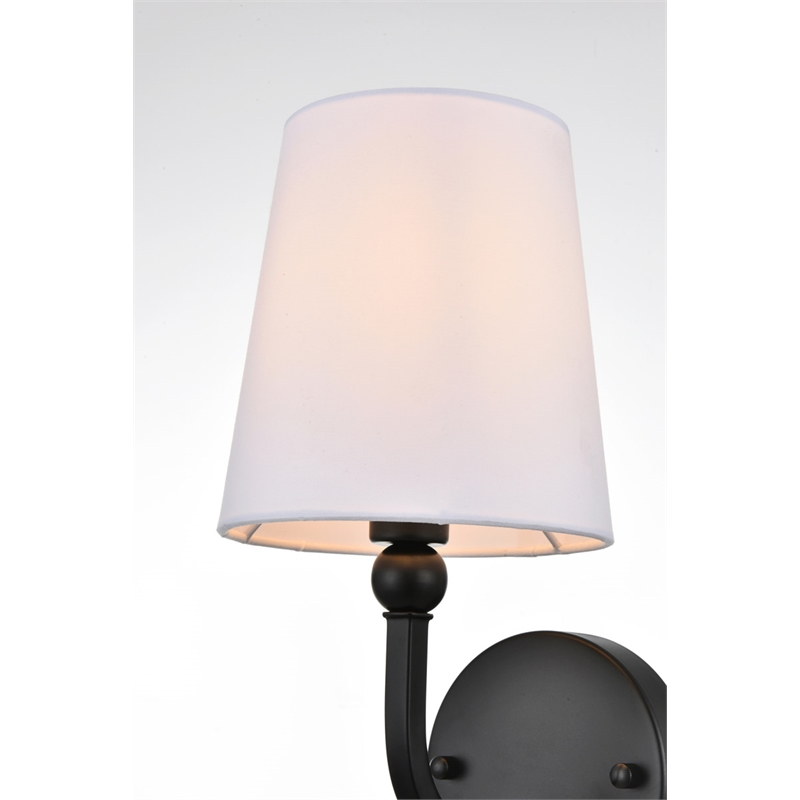 Living District Colson 1-Light Metal & Fabric Bath Sconce in Black/White