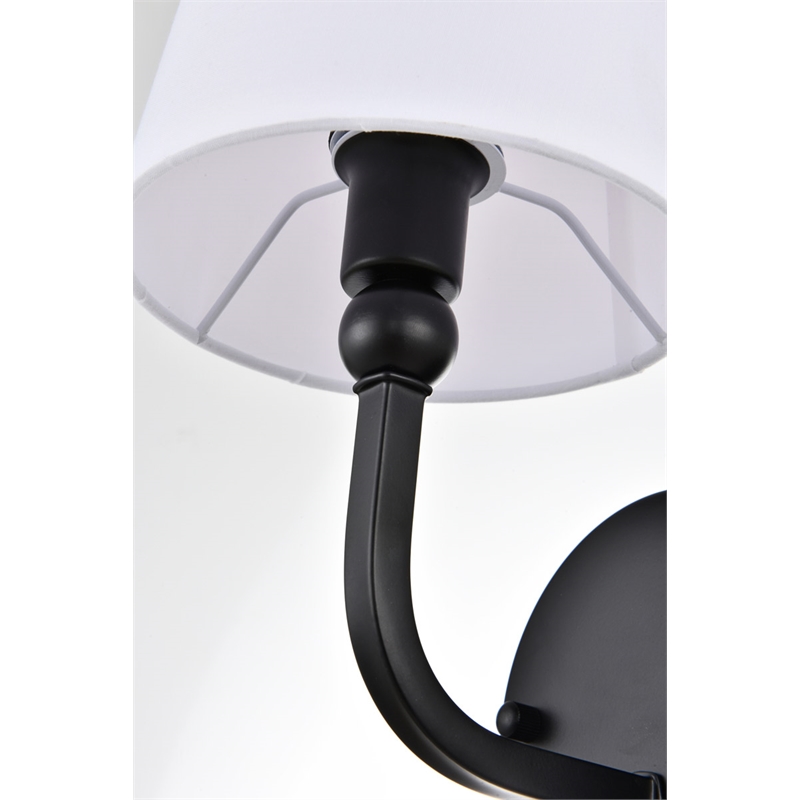Living District Colson 1-Light Metal & Fabric Bath Sconce in Black/White