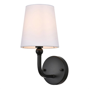 Living District Colson 1-Light Metal & Fabric Bath Sconce in Black/White