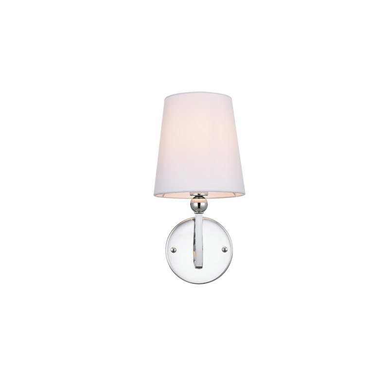Living District Colson 1-Light Metal & Fabric Bath Sconce in Chrome/White