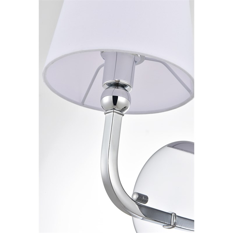 Living District Colson 1-Light Metal & Fabric Bath Sconce in Chrome/White