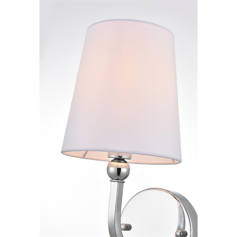 Living District Colson 1-Light Metal & Fabric Bath Sconce in Chrome/White