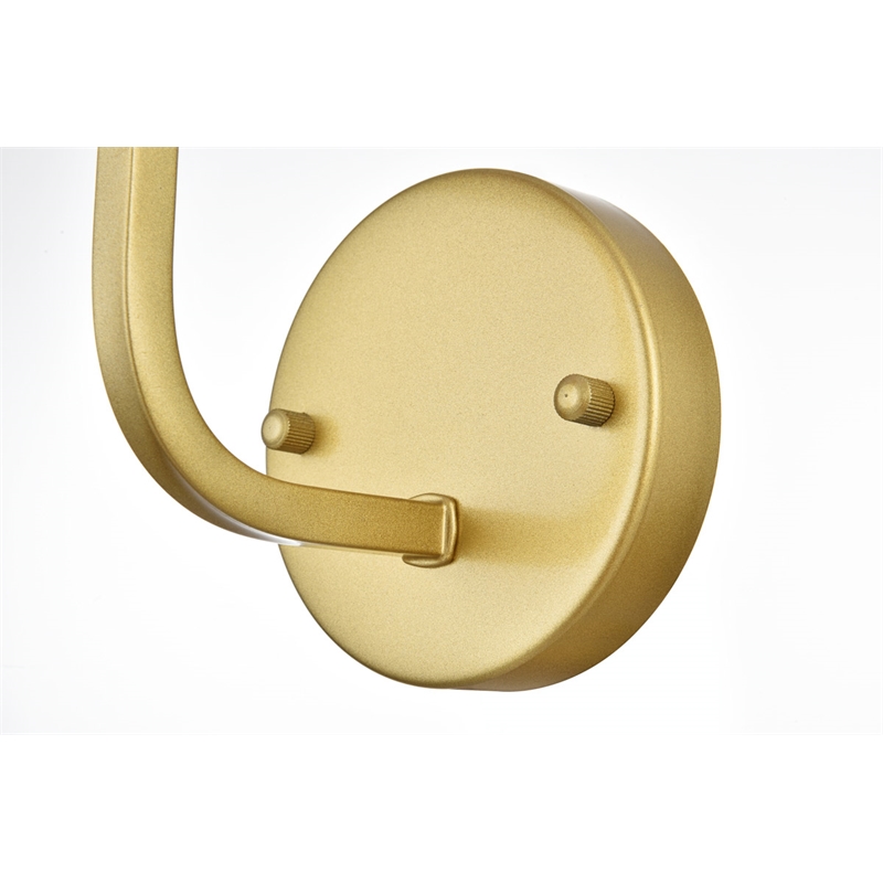 Living District Colson 1-Light Metal & Fabric Bath Sconce in Brass/White