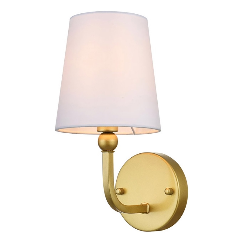 Living District Colson 1-Light Metal & Fabric Bath Sconce in Brass/White
