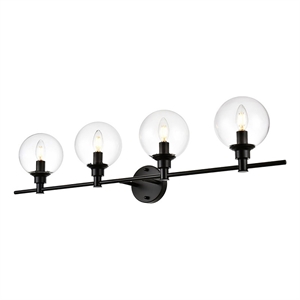 Living District Jaelynn 4-Light Iron & Glass Bath Sconce in Black/Clear