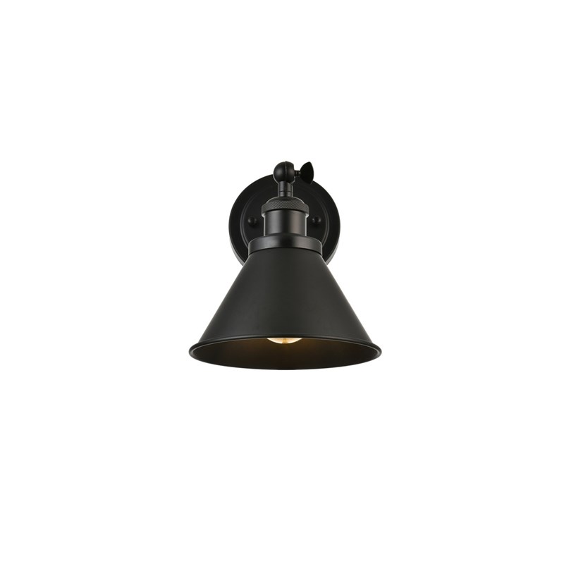Living District Bentley 1-Light Cone Metal Bath Sconce in Black