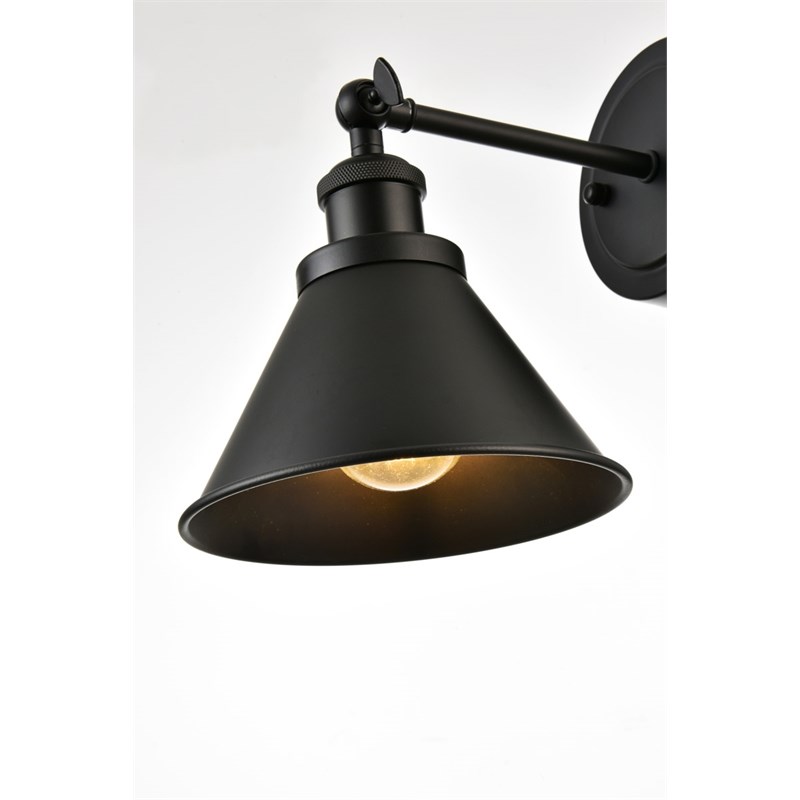 Living District Bentley 1-Light Cone Metal Bath Sconce in Black