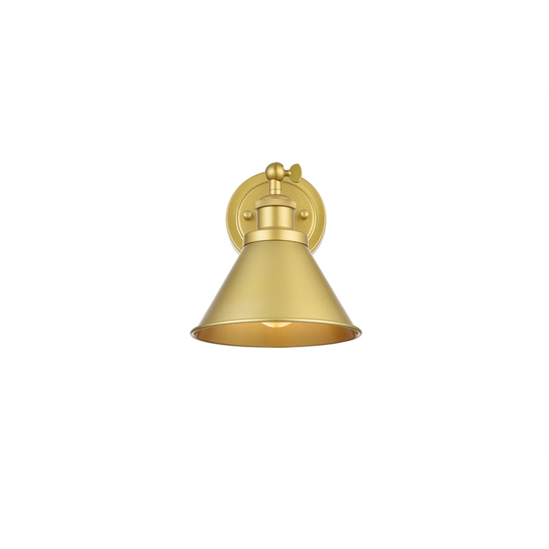 Living District Bentley 1-Light Cone Metal Bath Sconce in Brass