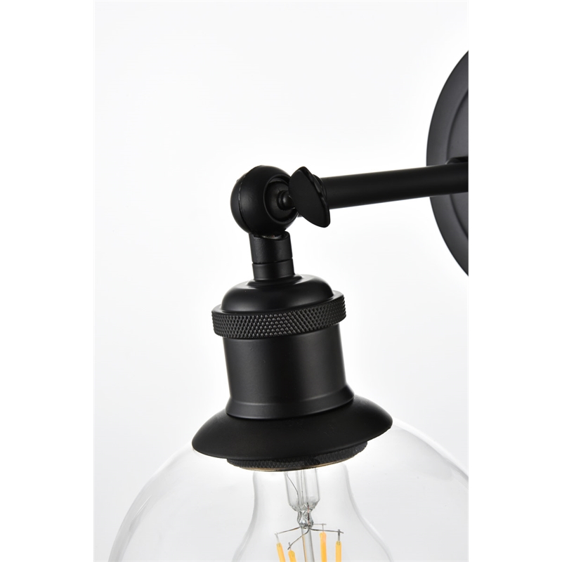 Living District Wesson 1-Light Metal Plug-in Wall Sconce in Black/Clear