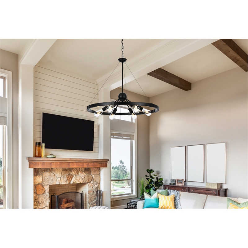 Living District Thora 6-Light Modern Metal Pendant Light in Black