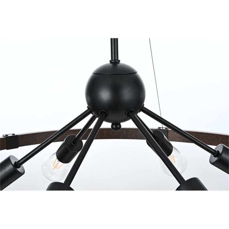 Living District Thora 6-Light Modern Metal Pendant Light in Weathered Black