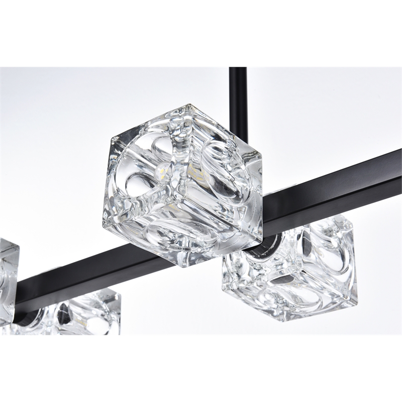 Living District Lyra 8-Light Metal & Glass Pendant Light in Black/Clear