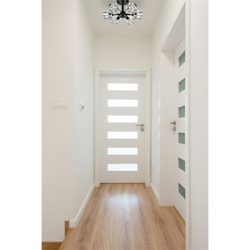 Living District Lyra 6-Light Metal & Glass Flush Mount in Black/Clear