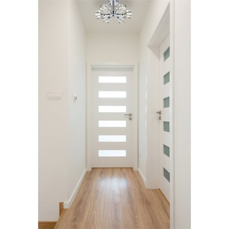 Living District Lyra 6-Light Metal & Glass Flush Mount in Chrome/Clear