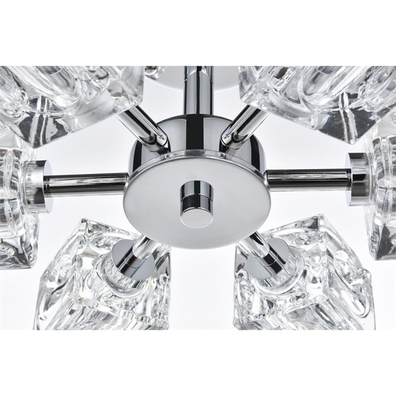 Living District Lyra 6-Light Metal & Glass Flush Mount in Chrome/Clear