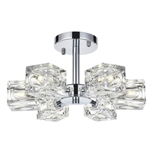 Living District Lyra 6-Light Metal & Glass Flush Mount in Chrome/Clear