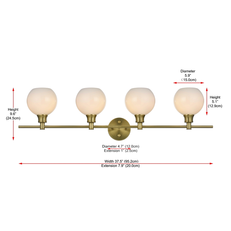 Living District Collier 4 Light Satin Gold And Frosted White Glass Wall Sconce