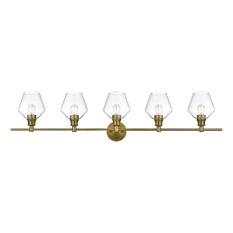 Living District Gene 5 Light Satin Gold And Clear Glass Wall Sconce
