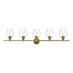 Living District Gene 5 Light Satin Gold And Clear Glass Wall Sconce