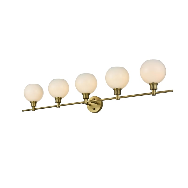 Living District Collier 5 Light Satin Gold And Frosted White Glass Wall Sconce
