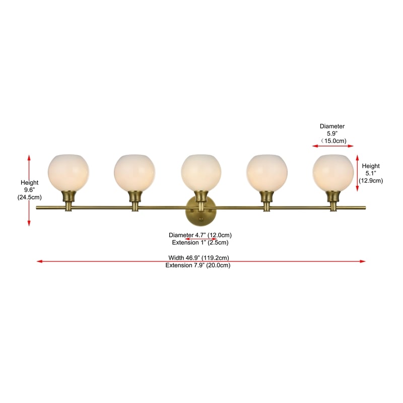 Living District Collier 5 Light Satin Gold And Frosted White Glass Wall Sconce