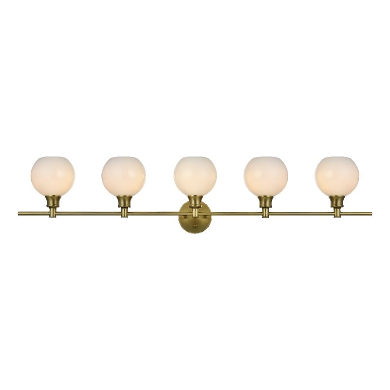 Living District Collier 5 Light Satin Gold And Frosted White Glass Wall Sconce