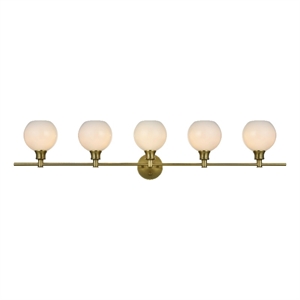 Living District Collier 5 Light Satin Gold And Frosted White Glass Wall Sconce