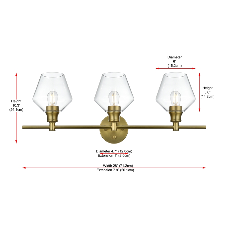 Living District Gene 3 Light Satin Gold And Clear Glass Wall Sconce