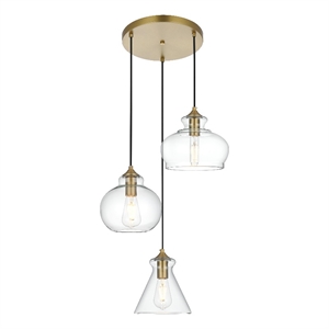 Living District Destry 18.5&quot Pendant Clear Shade In Satin Gold