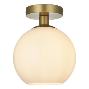 Living District Baxter 8&quot Flush Mount Frosted White Shade In Satin Gold