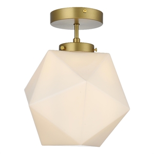 Living District Lawrence 10&quot Flush Mount Frosted White Shade In Satin Gold