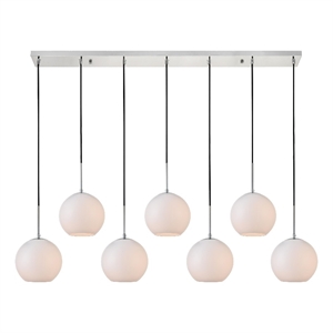 Living District Baxter 7 Lights Chrome Pendant With Frosted White Glass