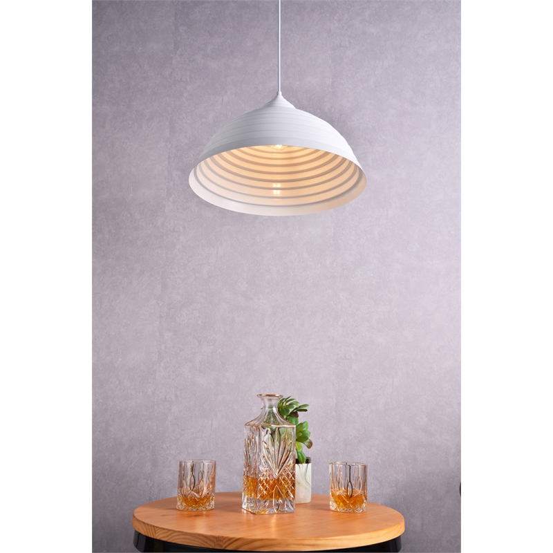 Living District Circa 1 Light White Pendant