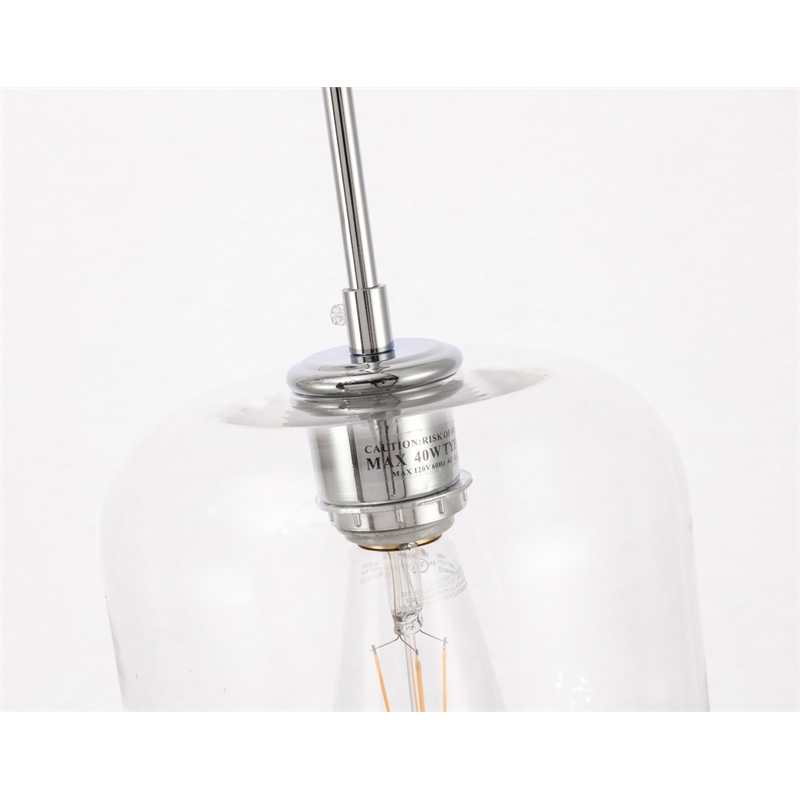 Living District Collier 3 Light Chrome and Clear Glass Pendant
