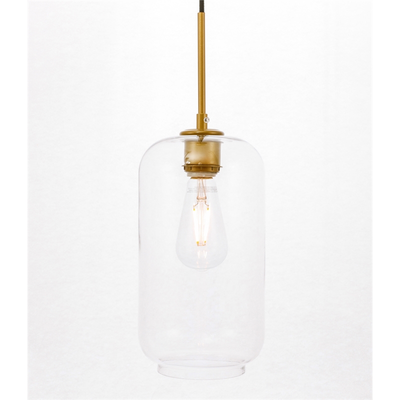 Living District Collier 1 Light Brass and Clear Glass Pendant