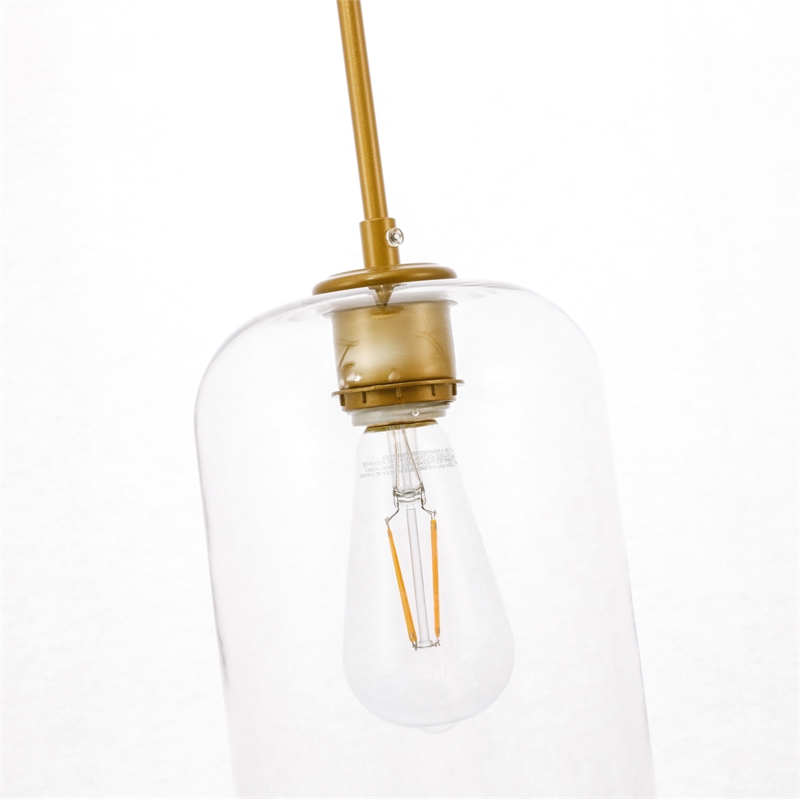 Living District Collier 1 Light Brass and Clear Glass Pendant