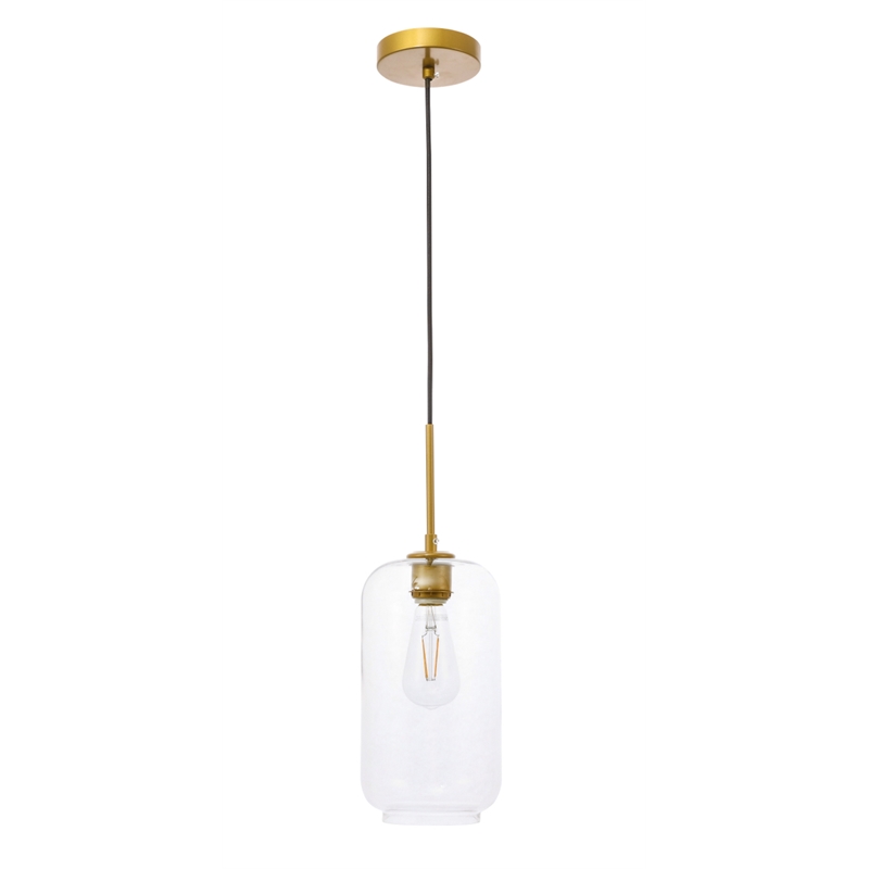 Living District Collier 1 Light Brass and Clear Glass Pendant