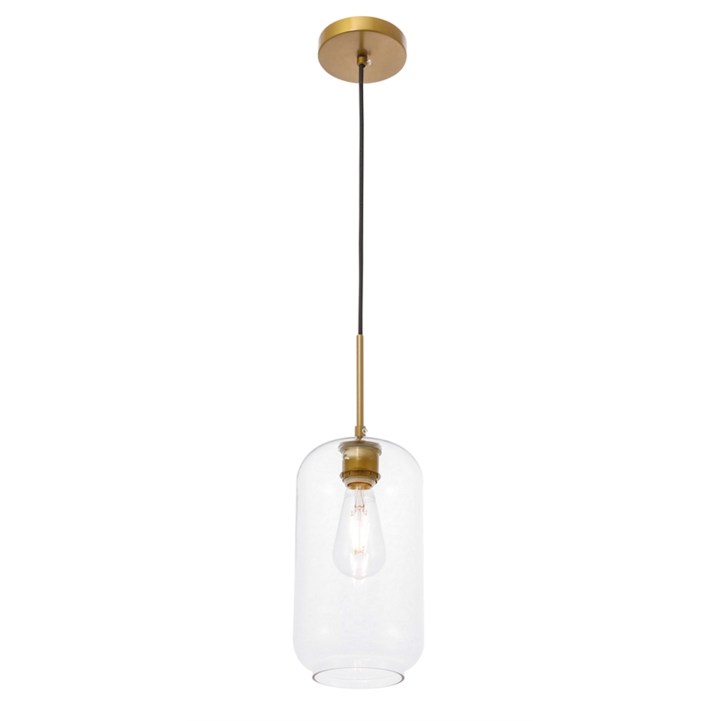 Living District Collier 1 Light Brass and Clear Glass Pendant